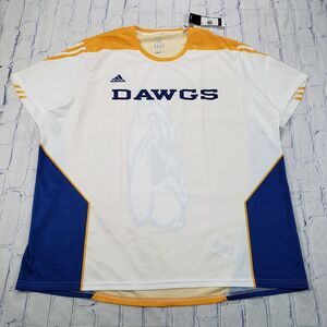 Adidas MENS SIZE 2XL Custom DAWGS White Blue Gold Soccer Jersey Shirt